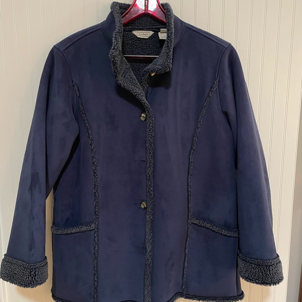 L.L. Bean Dark Blue Teddy Jacket with Sherpa Trim